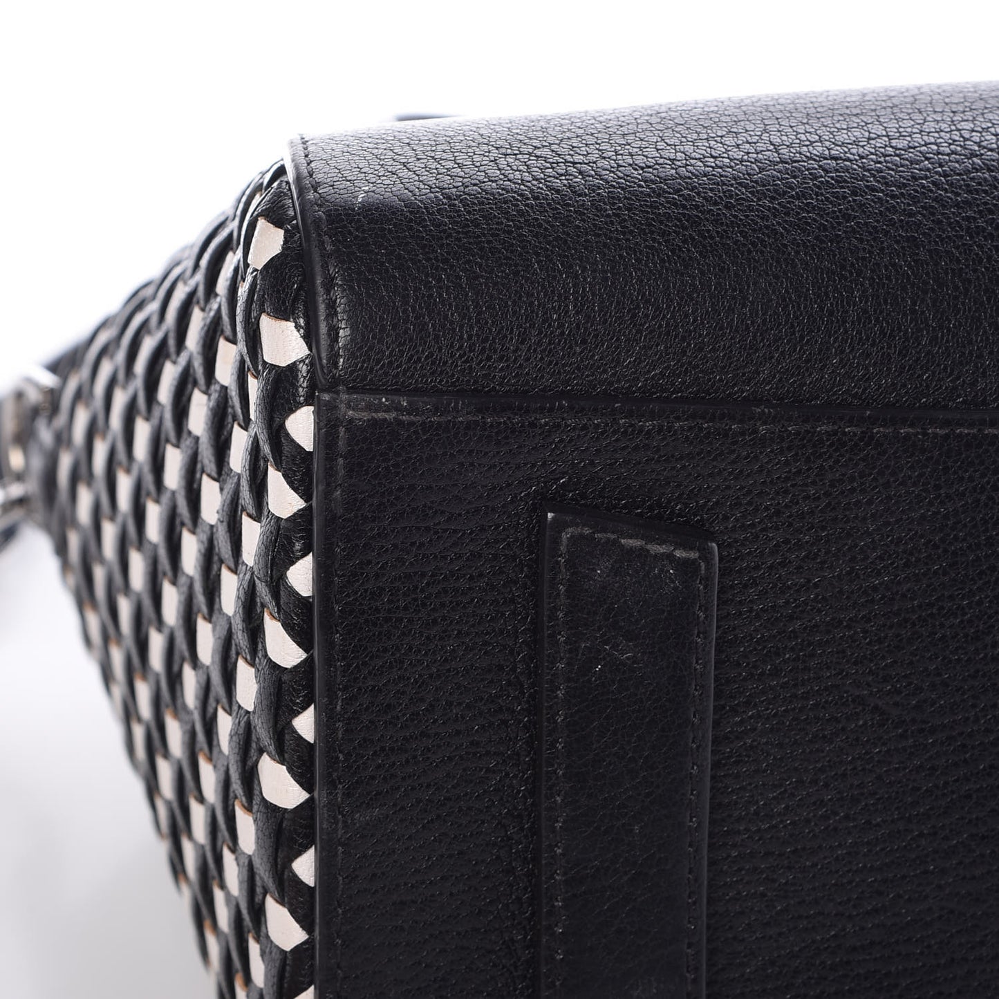 Sugar Goatskin Woven Small Antigona Black White