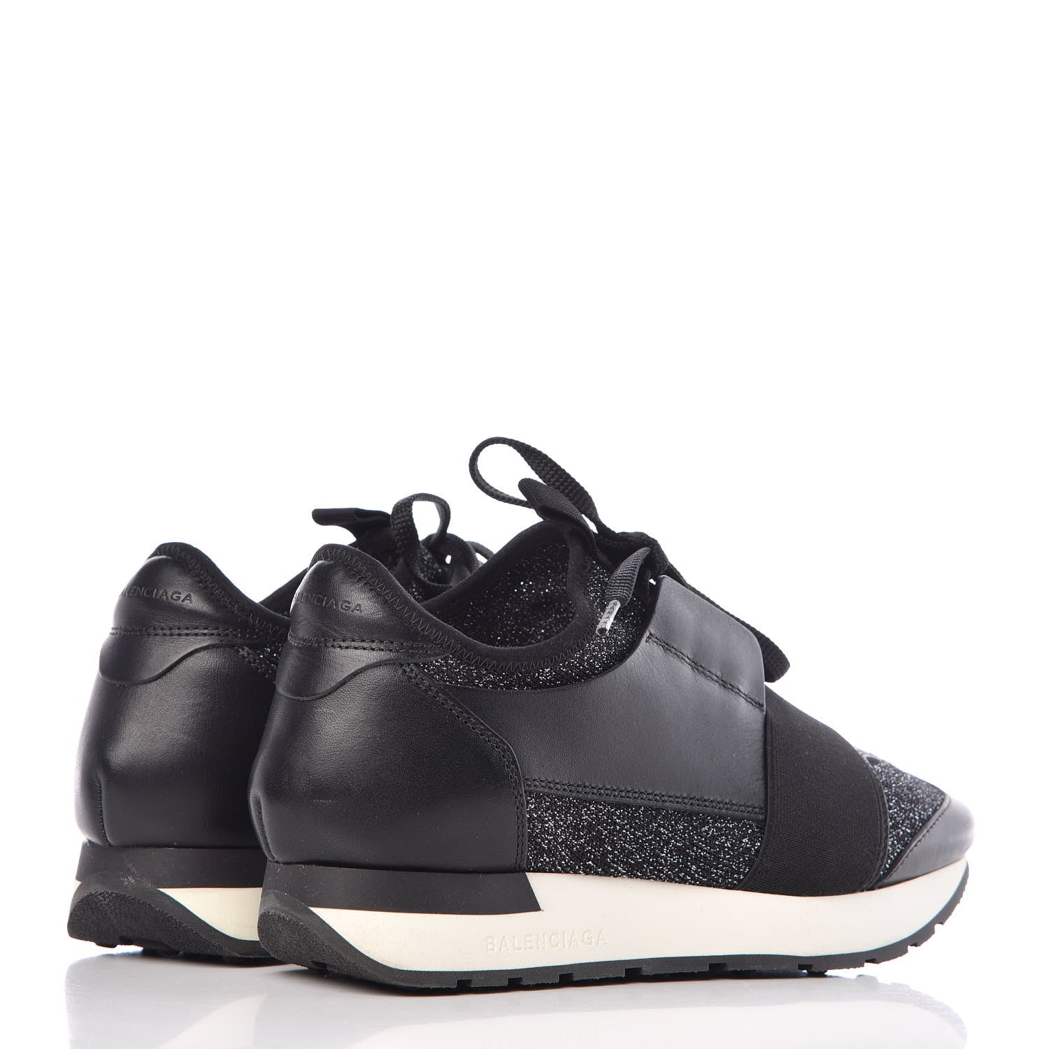 Balenciaga Mesh Lurex Calfskin Womens Race Runner Sneakers 36 Black 4 of 8