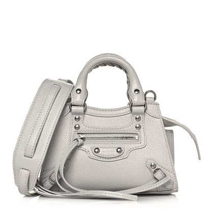 Balenciaga Grained Calfskin Neo Classic Silver Hardware Nano City Crossbody Chalky White 1 of 12