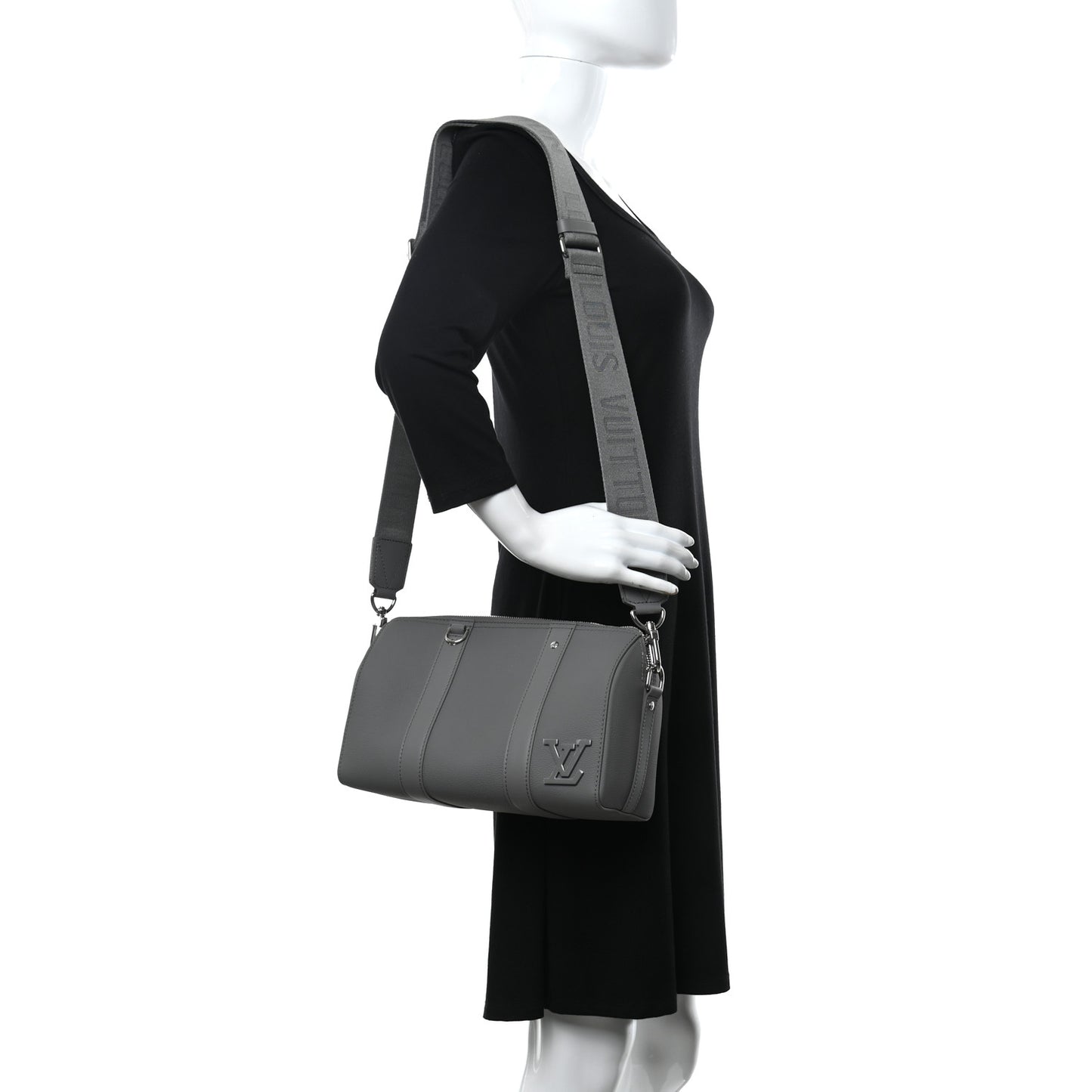 Grained Calfskin Aerogram City Keepall Gris