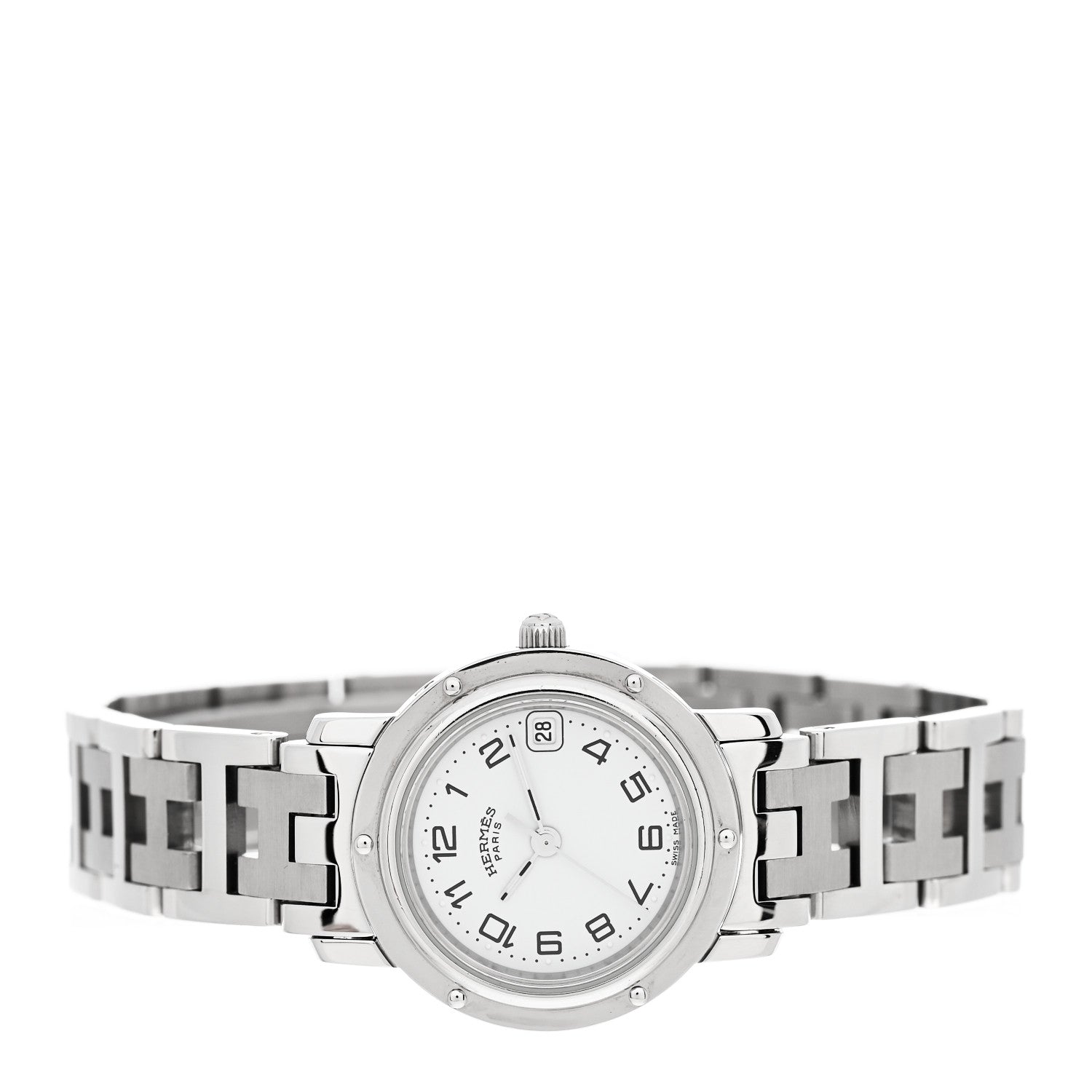 Hermes Stainless Steel 24mm Clipper Quartz Watch White 2 of 4