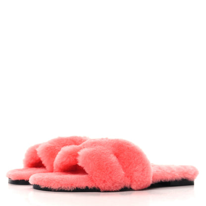 Hermes Woolskin Oran Sandals 38.5 Rose Du Desert 4 of 9