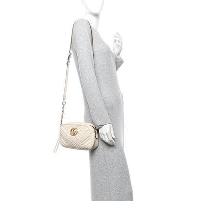 Gucci Calfskin Matelasse Small GG Marmont Chain Shoulder Bag White 2 of 14