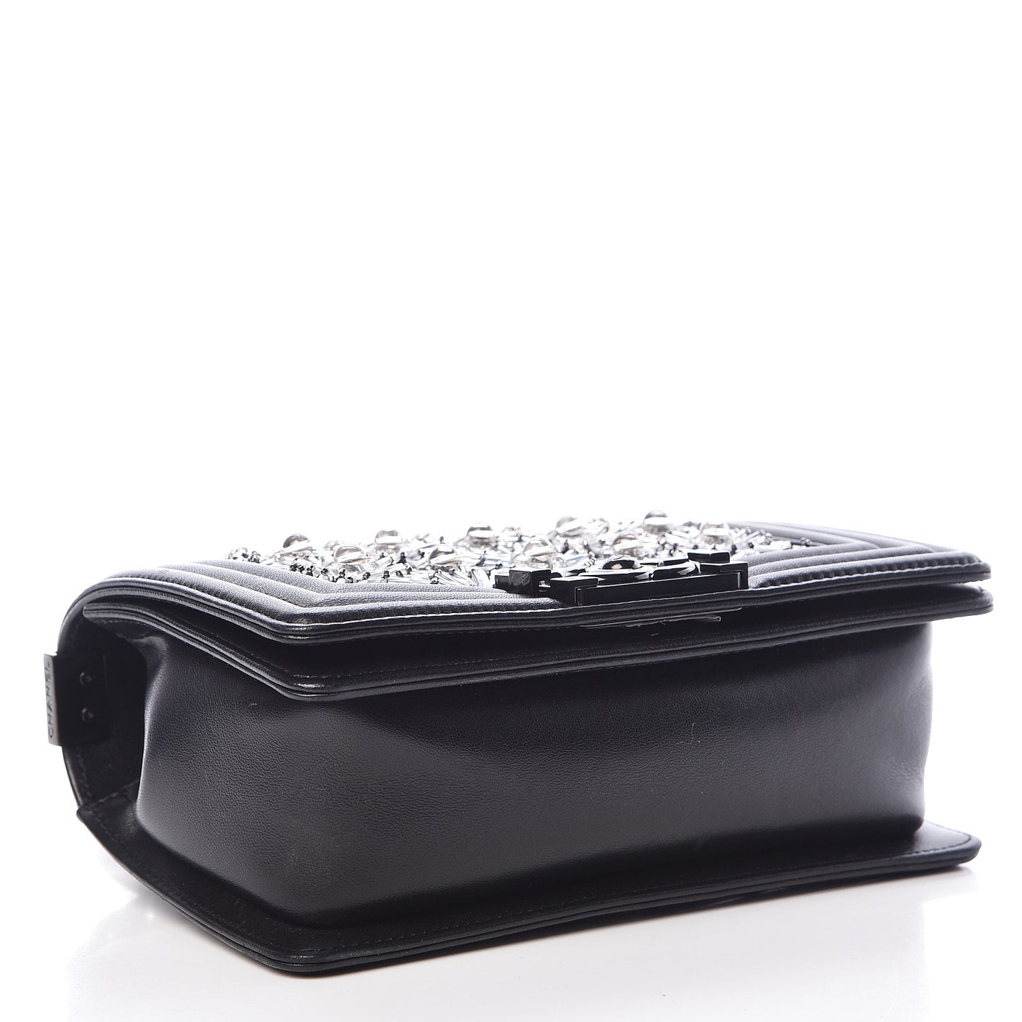 Lambskin Satin LED Metal Small Boy Flap Black
