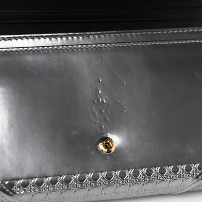 Christian Dior Metallic Patent Micro-Cannage Diorama Croisiere Chain Wallet Silver 11 of 12