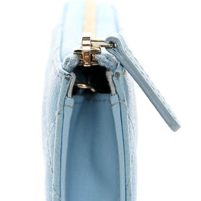Chanel Caviar Quilted Zipped Key Holder Case Light Blue 16 of 19