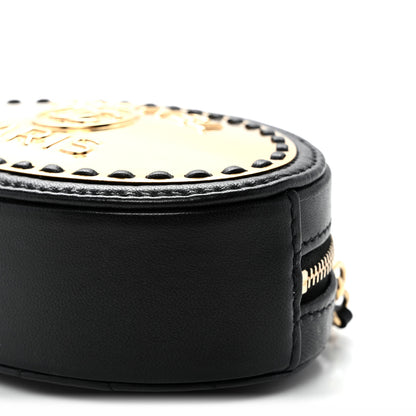Chanel Lambskin Logo Plate Oval Clutch With Chain  Black 10 of 10