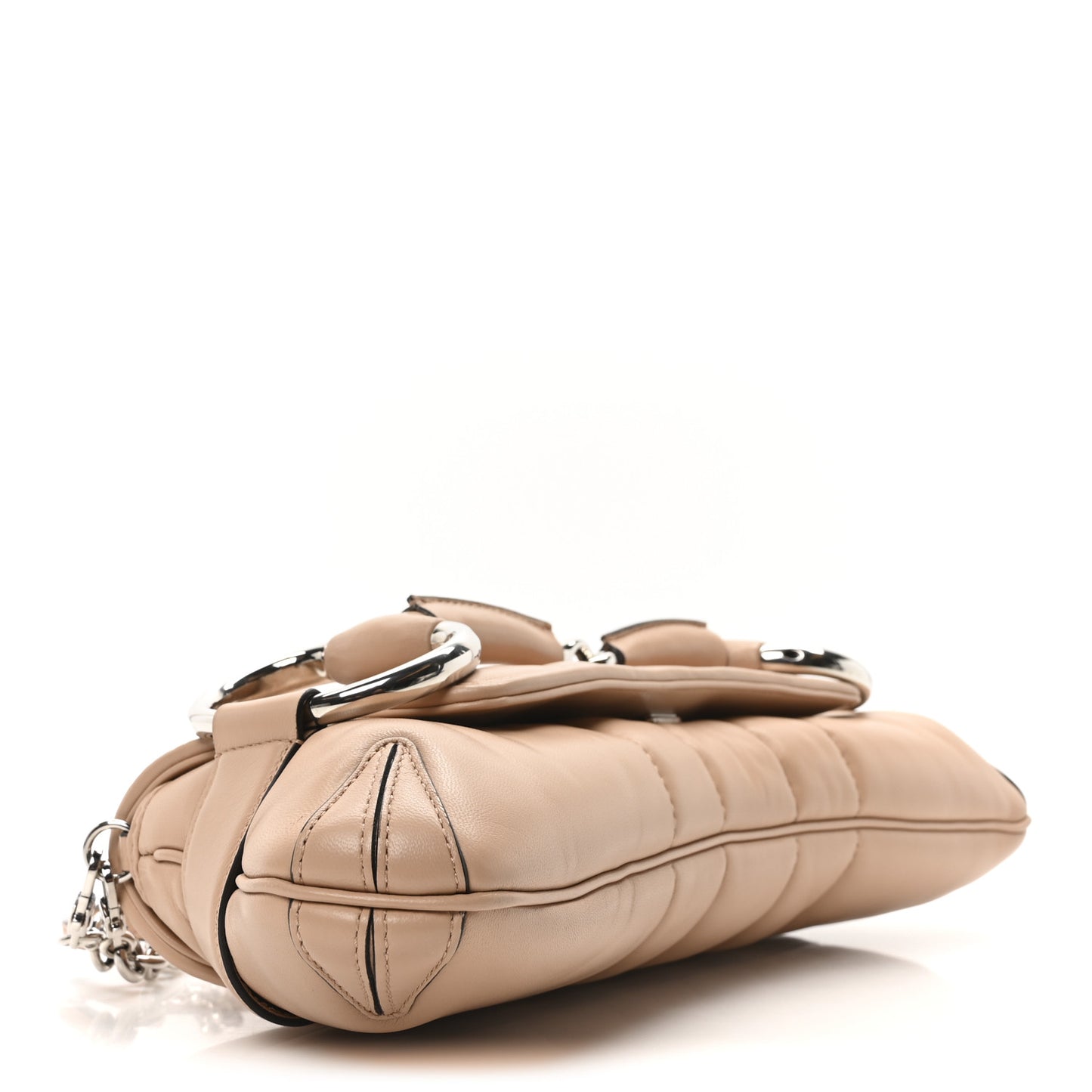 Nappa Vertical Matelasse Medium Maxi Horsebit Chain Shoulder Bag Rose Beige