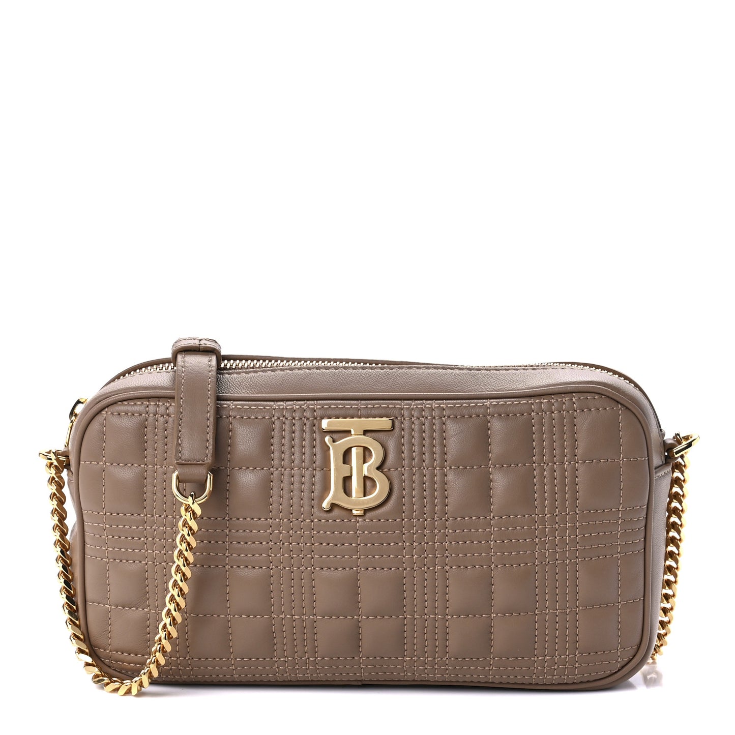 Lambskin Quilted Camera Bag Camel