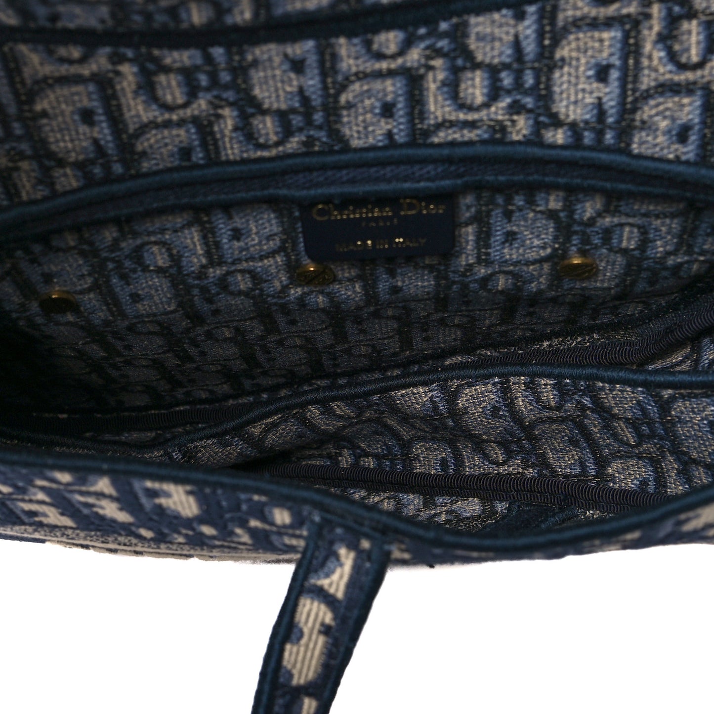Oblique Embroidered Saddle Bag Blue