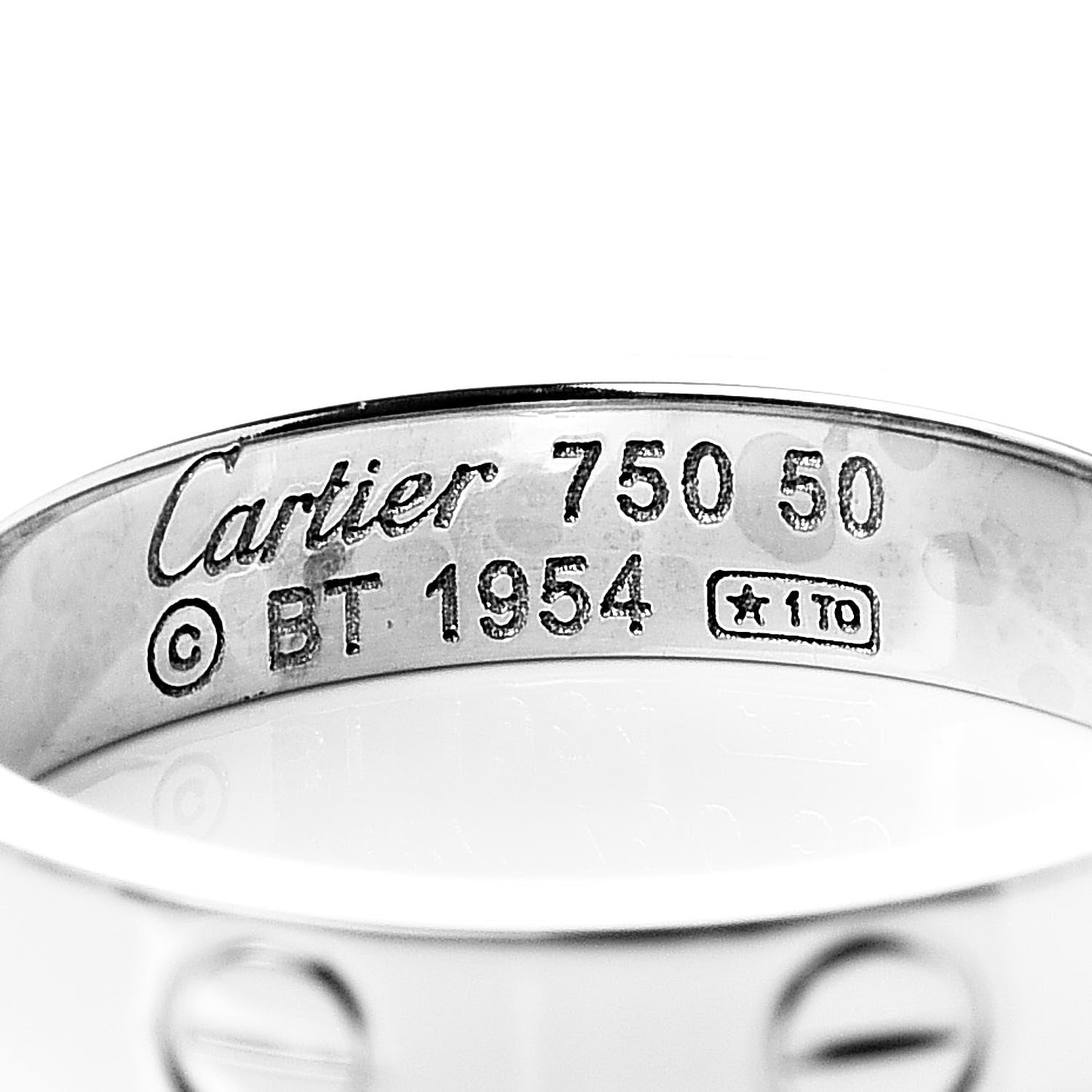 Cartier 18K White Gold 3.5mm LOVE Wedding Band Ring 50 5.25 4 of 5