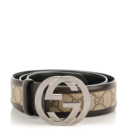Gucci GG Plus Monogram Niagara Lux Calfskin Interlocking G 40mm Belt 90 36 Beige Ebony Cocoa 1 of 6