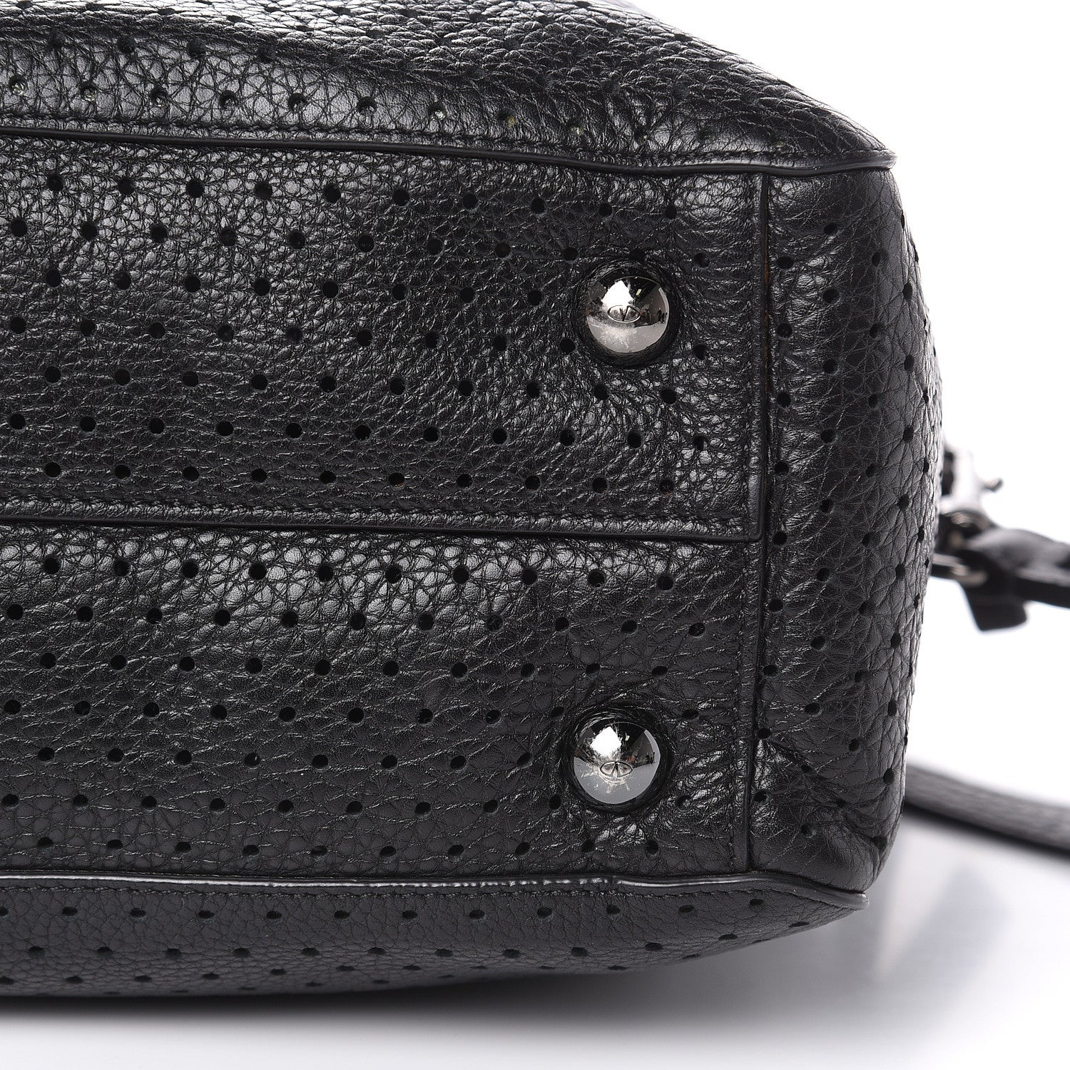 Valentino Garavani Calfskin Perforated Rockstud Large Travel Briefcase Black 10 of 20