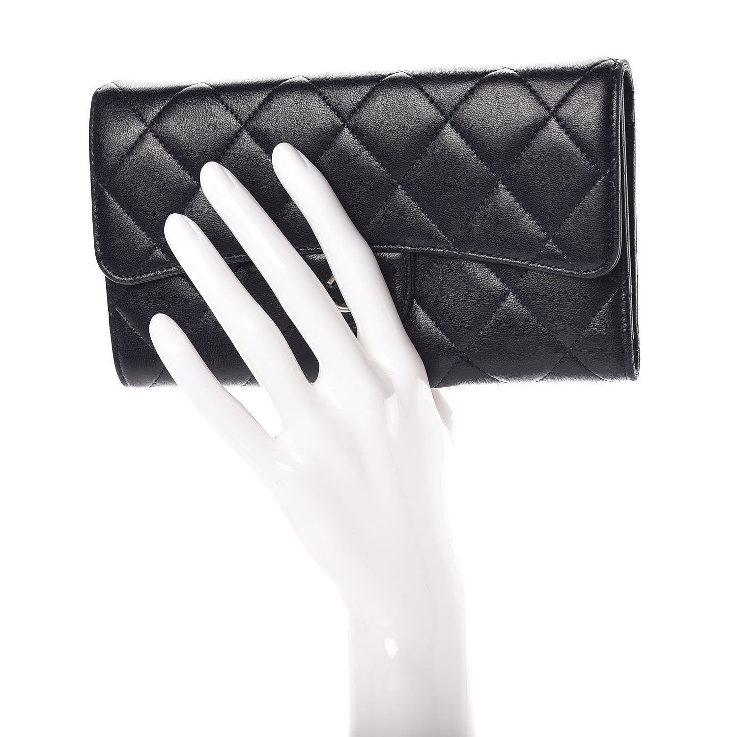 Chanel Lambskin Quilted Large Flap Wallet Navy 2 of 10