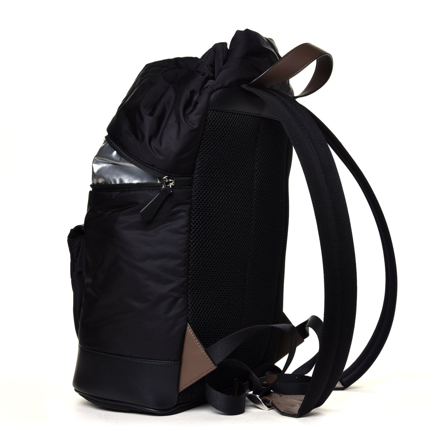 Fendi Nylon Cuoio Romano Monster Eyes Expandable Drawstring Backpack Black Argento Sunflower 2 of 4