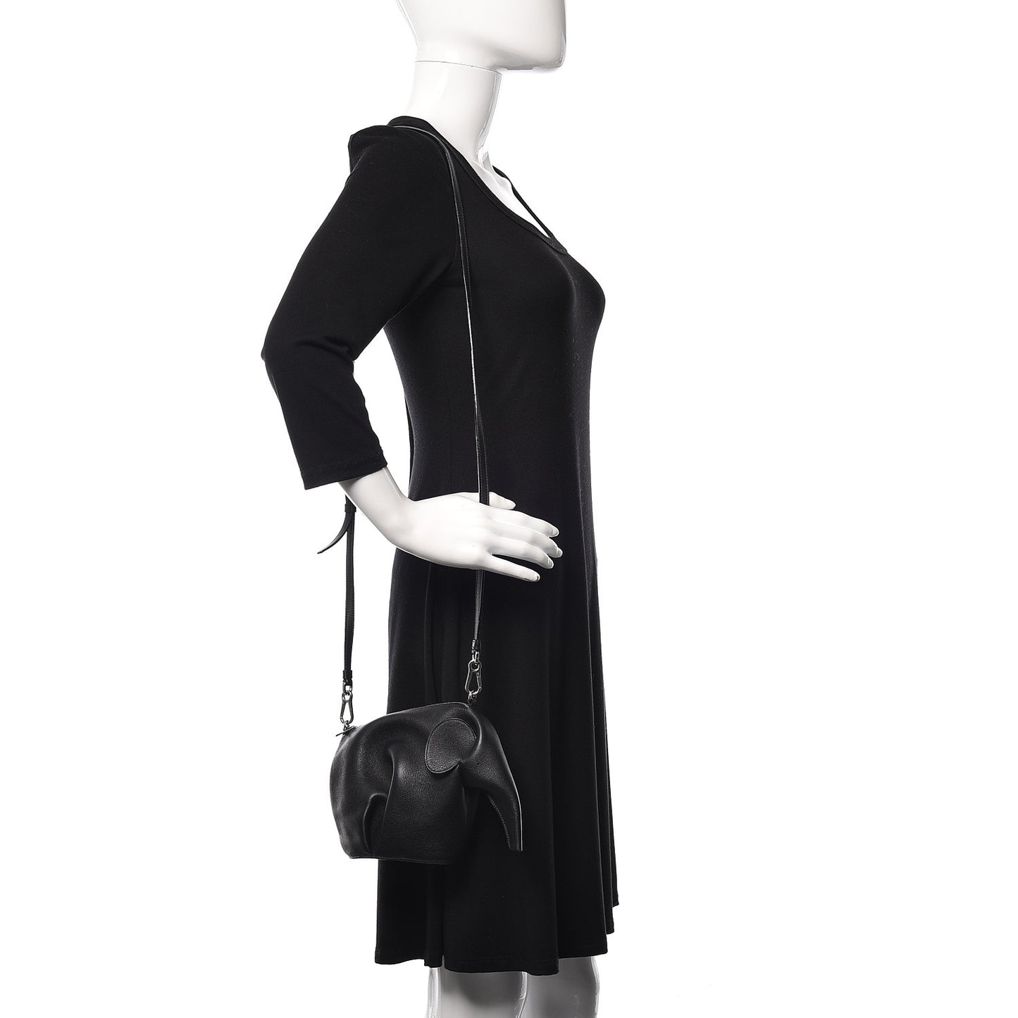 Calfskin Mini Elephant Crossbody Bag Black