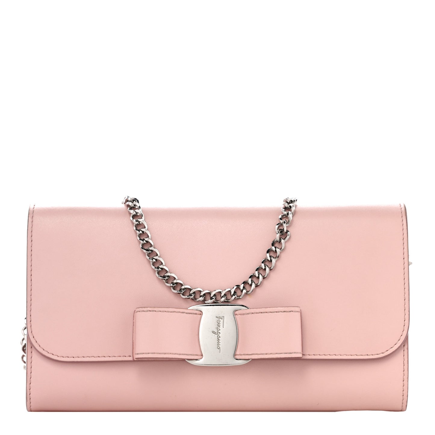 Calfskin Vara Bow Chain Flap Crossbody Pink