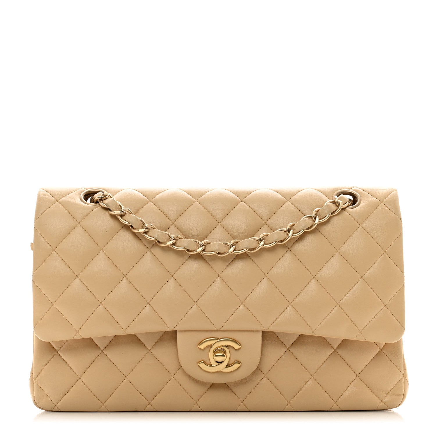 Chanel Lambskin Quilted Medium Double Flap Beige 1 of 12