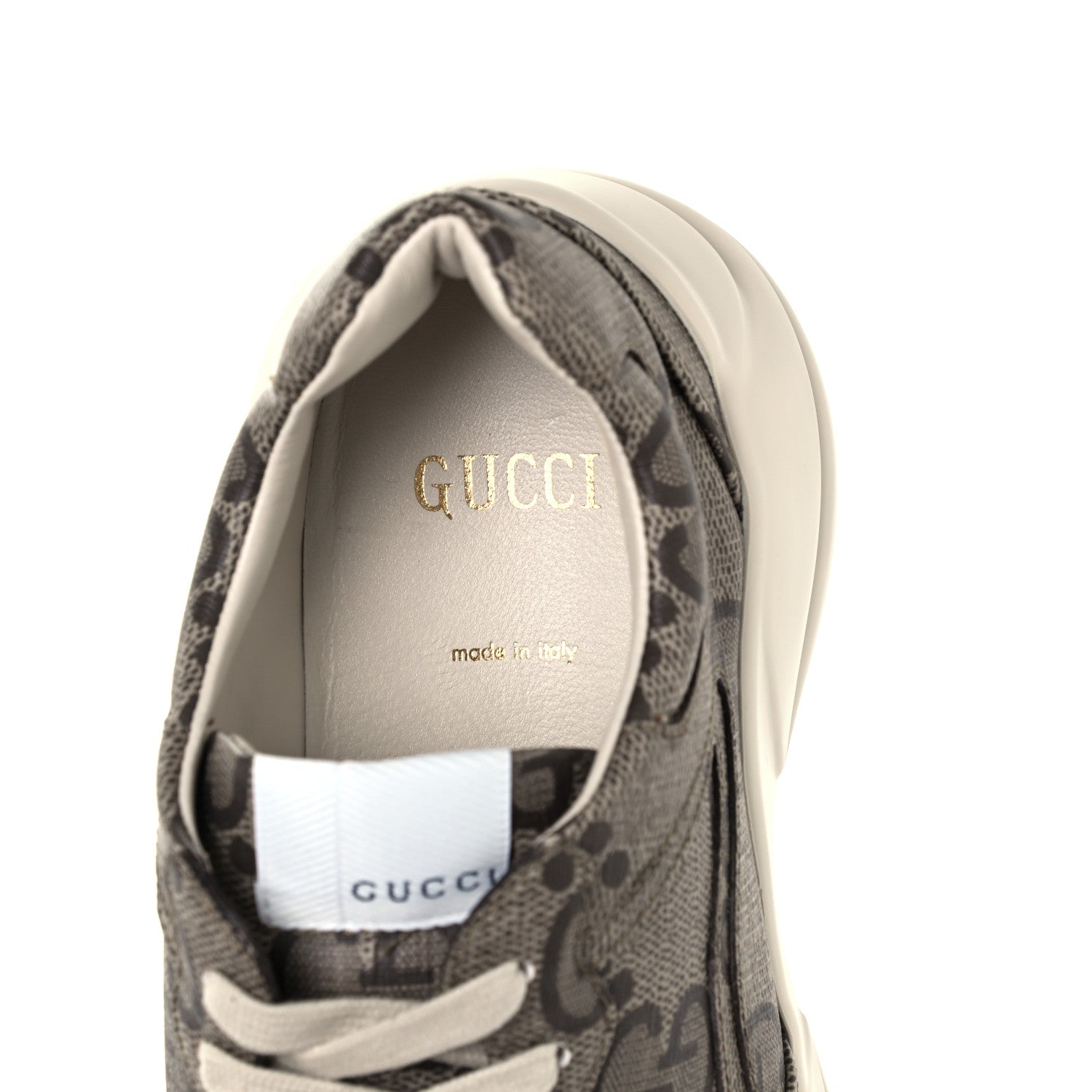 Gucci Maxi GG Supreme Monogram Gucci 100 Womens Rhyton Sneakers 39 Beige Ebony 9 of 11