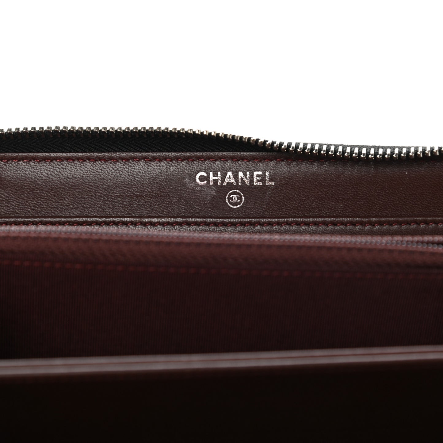 Lambskin Chevron Quilted Zip Around Wallet Black