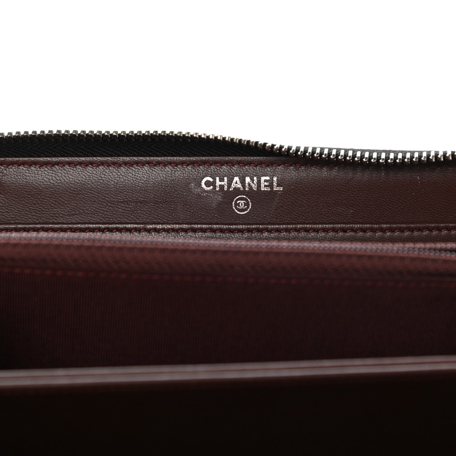 Chanel Lambskin Chevron Quilted Zip Around Wallet Black 6 of 9