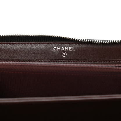 Chanel Lambskin Chevron Quilted Zip Around Wallet Black 6 of 9
