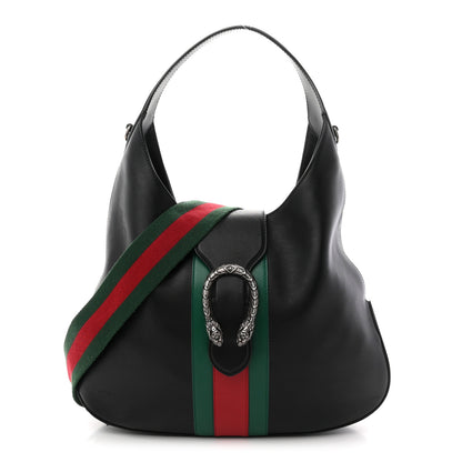 Gucci Calfskin Web Stripe Medium Dionysus Hobo Black 1 of 11