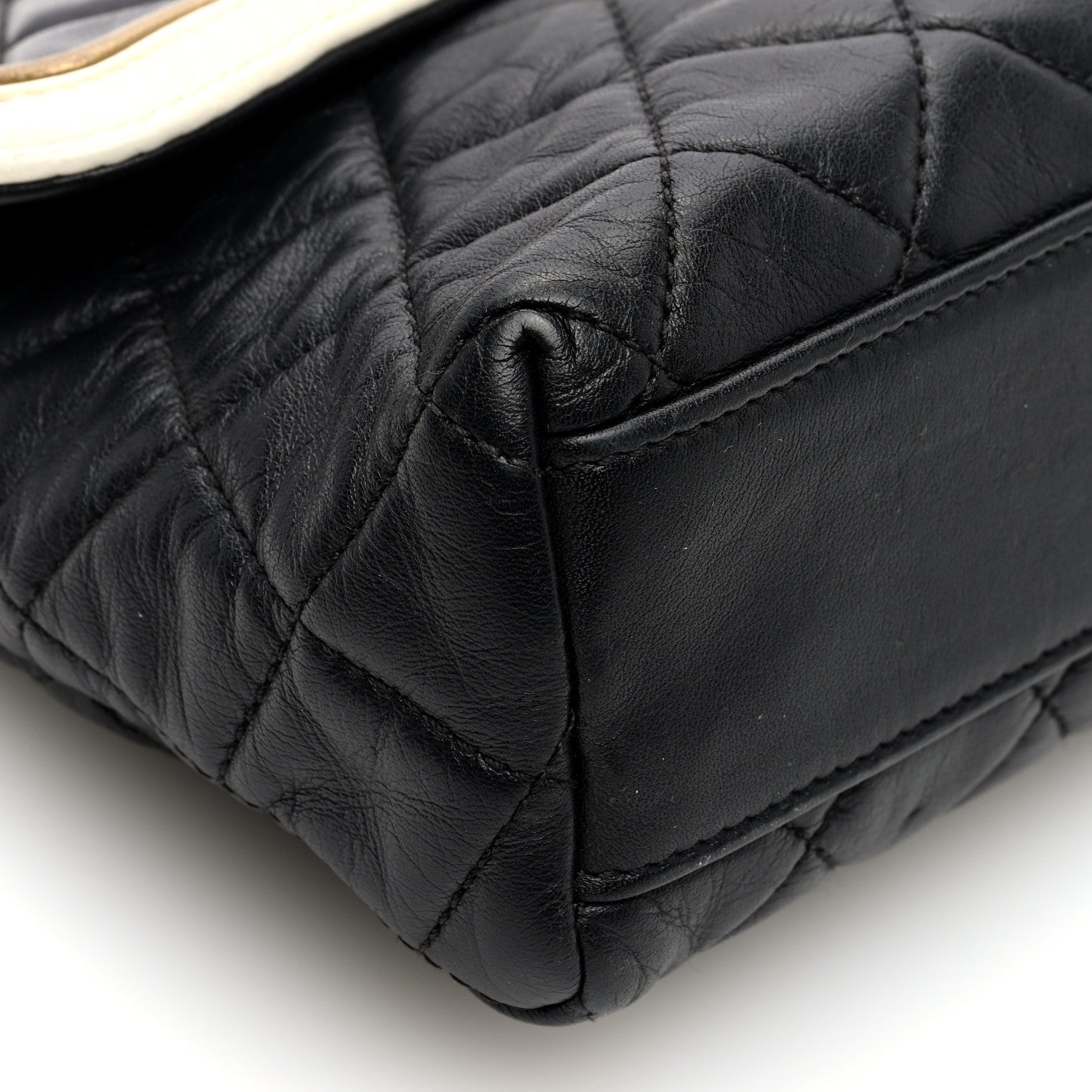 Chanel Lambskin Quilted Mademoiselle East West Flap Black White 9 of 10