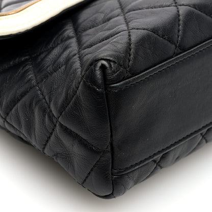 Chanel Lambskin Quilted Mademoiselle East West Flap Black White 9 of 10