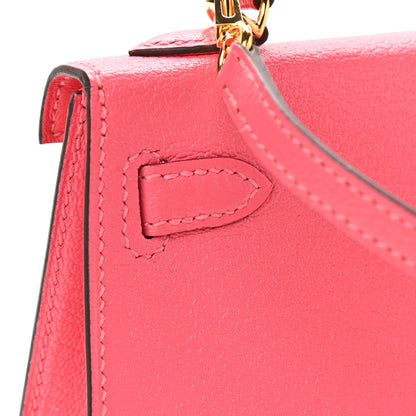 Hermes Chevre Mysore Mini Kelly Sellier 20 Rose Lipstick 8 of 11