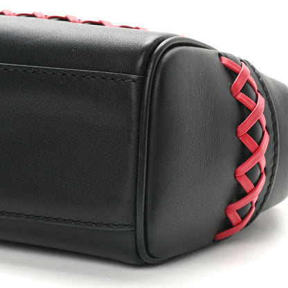 Versace Calfskin Medium Palazzo Empire Whipstitch Crossbody Bag Black Red 8 of 8