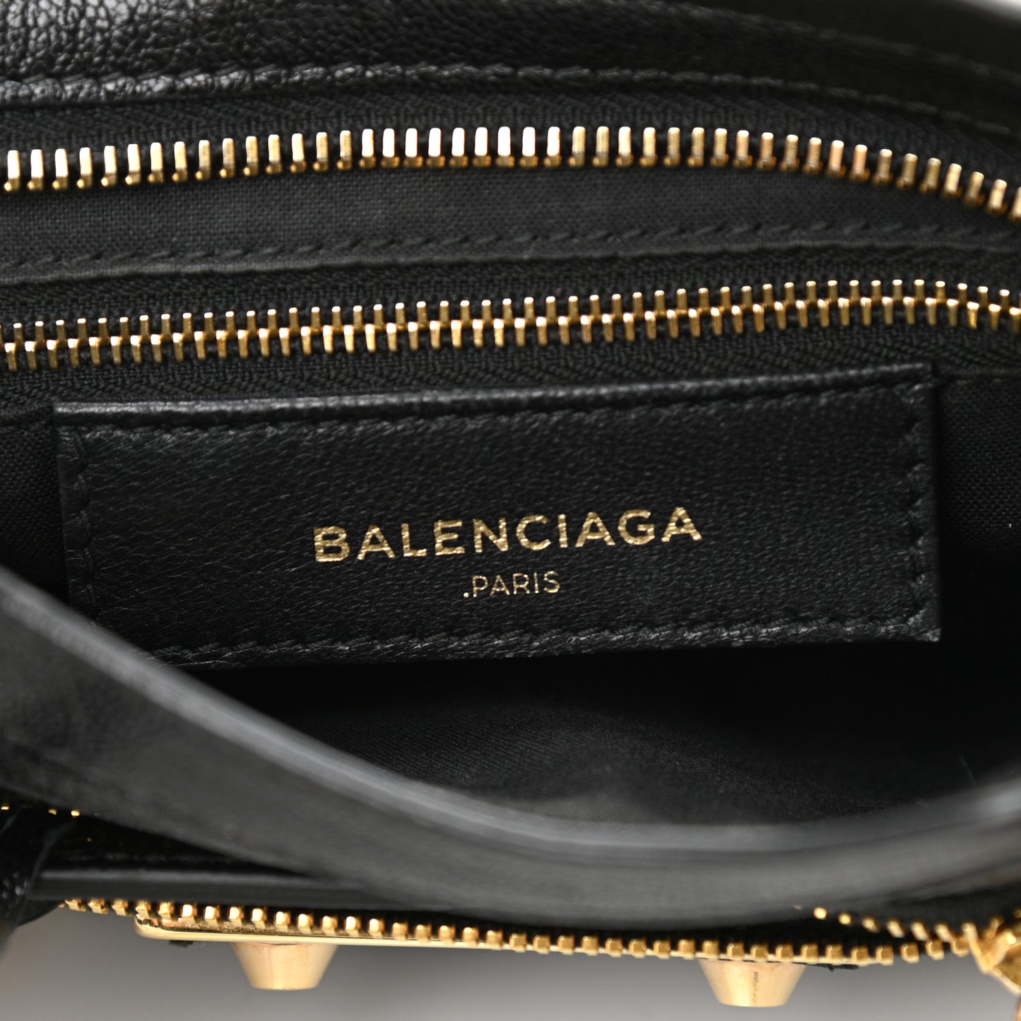 Chevre Gold Metallic Edge Hardware Mini City Black