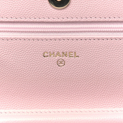 Chanel Caviar Quilted Crystal CC Wallet On Chain WOC Light Pink 6 of 12