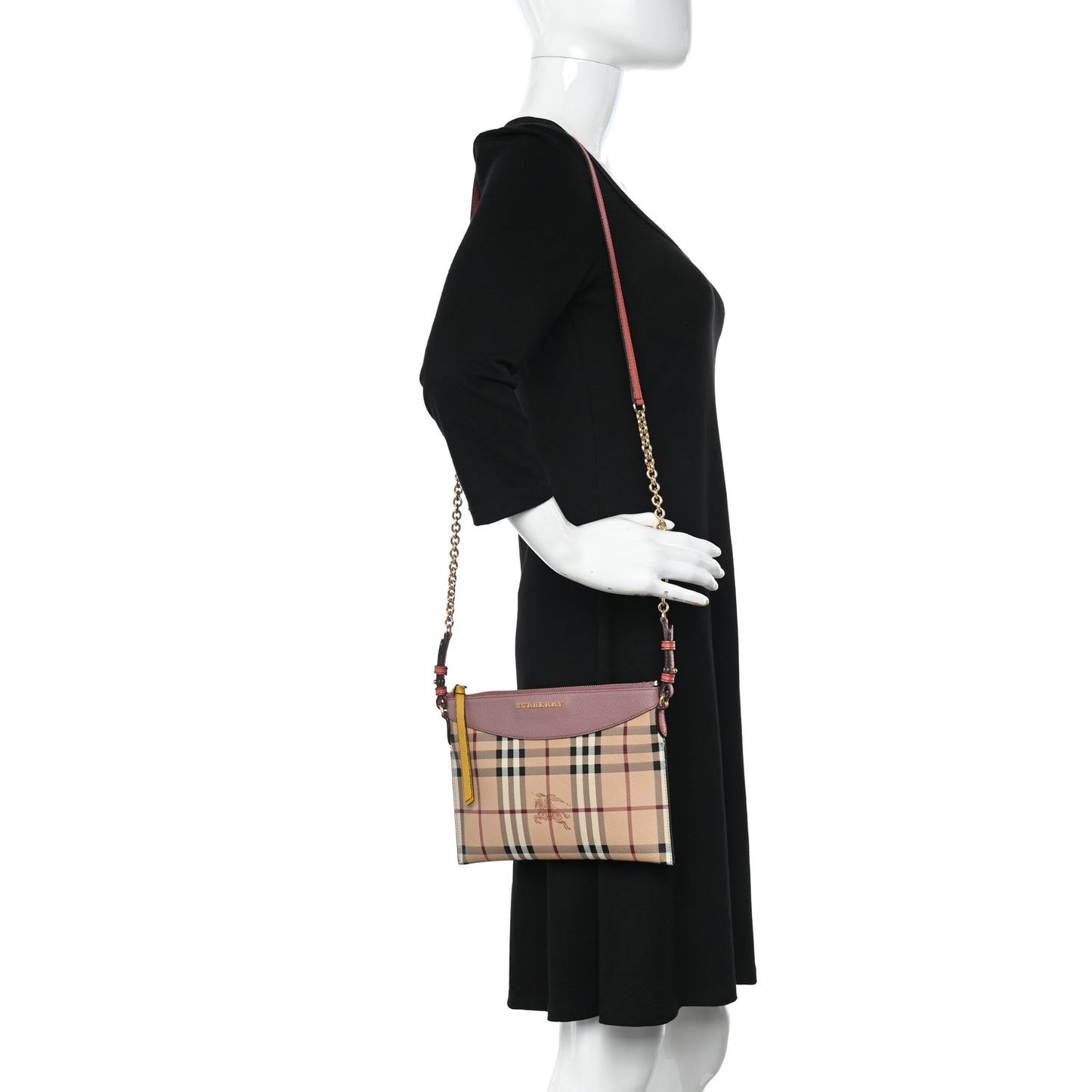 Haymarket Check Peyton Crossbody Clutch Bag Dusty Pink