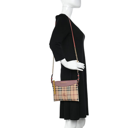 Burberry Haymarket Check Peyton Crossbody Clutch Bag Dusty Pink 2 of 11
