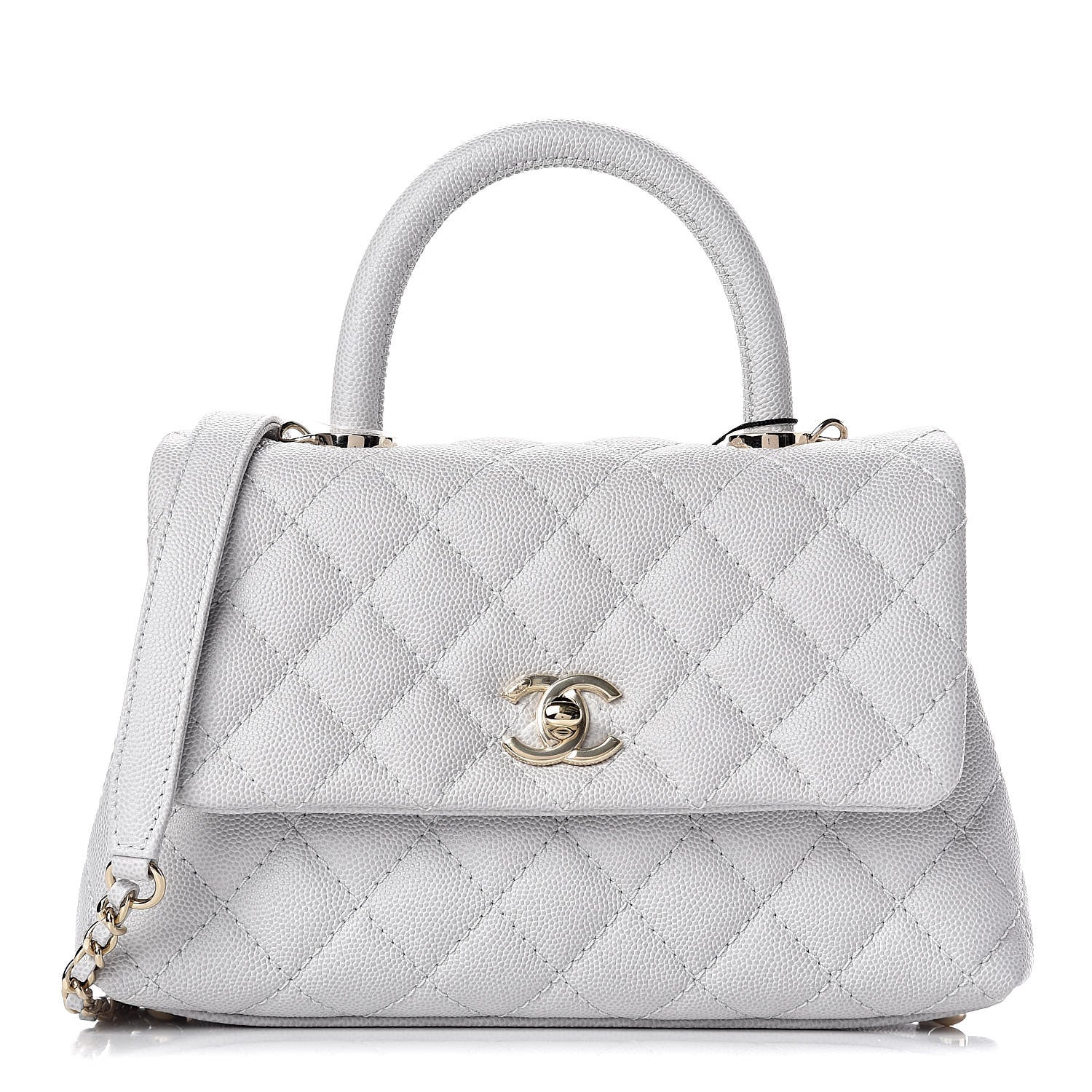 Chanel Caviar Quilted Mini Coco Handle Flap Light Grey 1 of 11