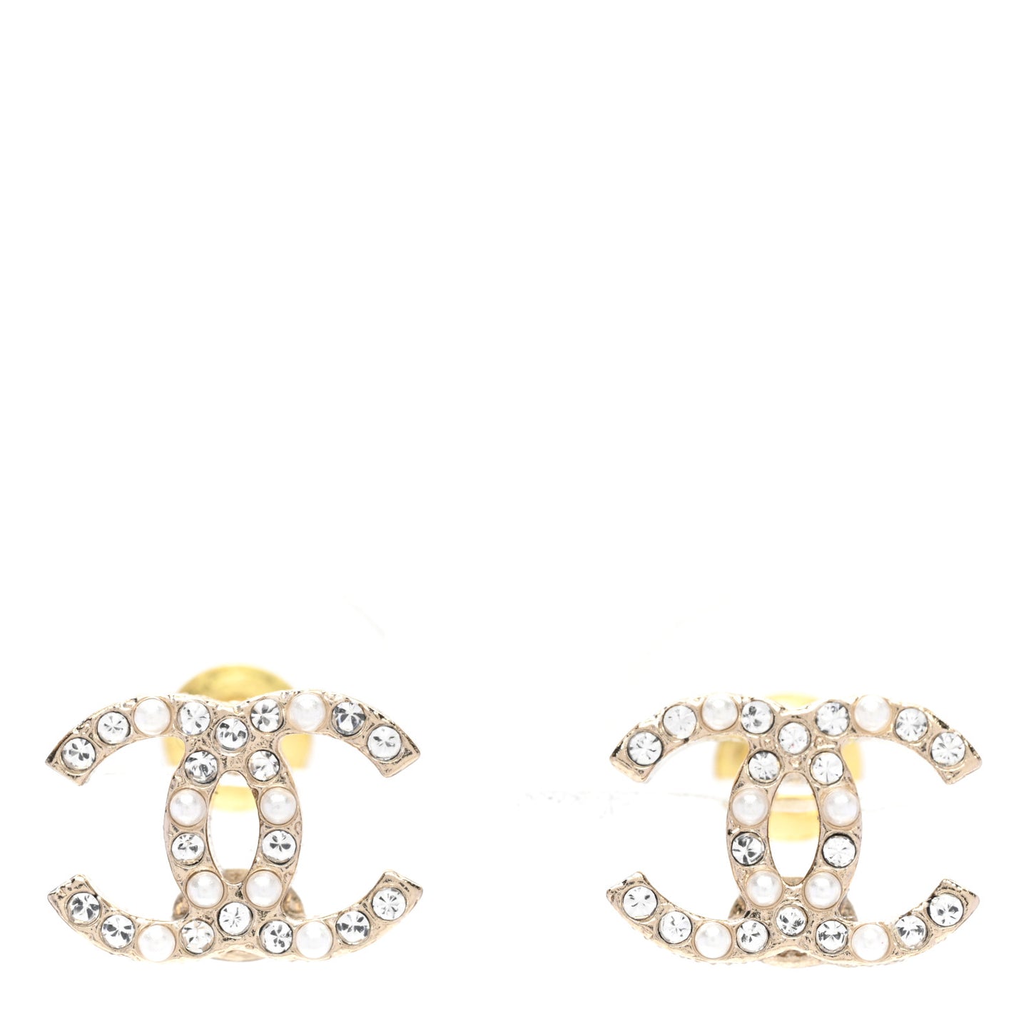 Crystal Pearl Mini Timeless CC Earrings Gold