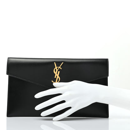 Saint Laurent Smooth Shiny Calfskin Monogram Uptown Pouch Black 3 of 14