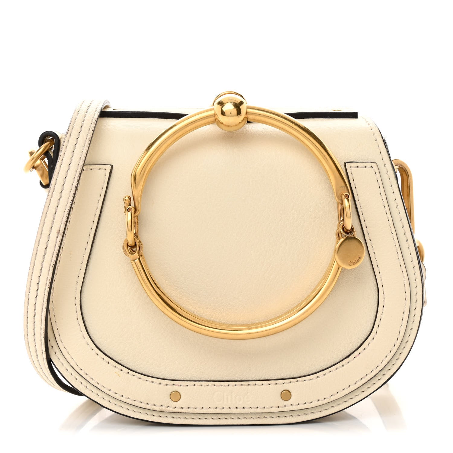 Chloe Calfskin Suede Small Nile Bracelet Bag Off White 1 of 15