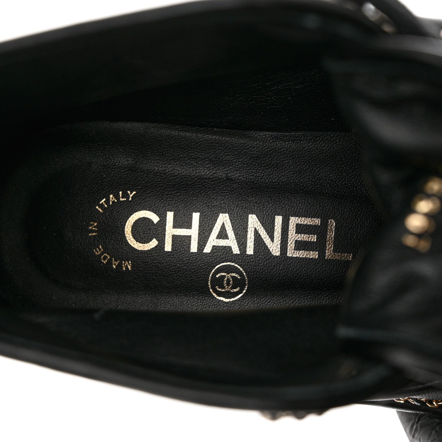 Chanel Calfskin Grosgrain Chain Lace Up CC Short Boots 38 Black 7 of 11