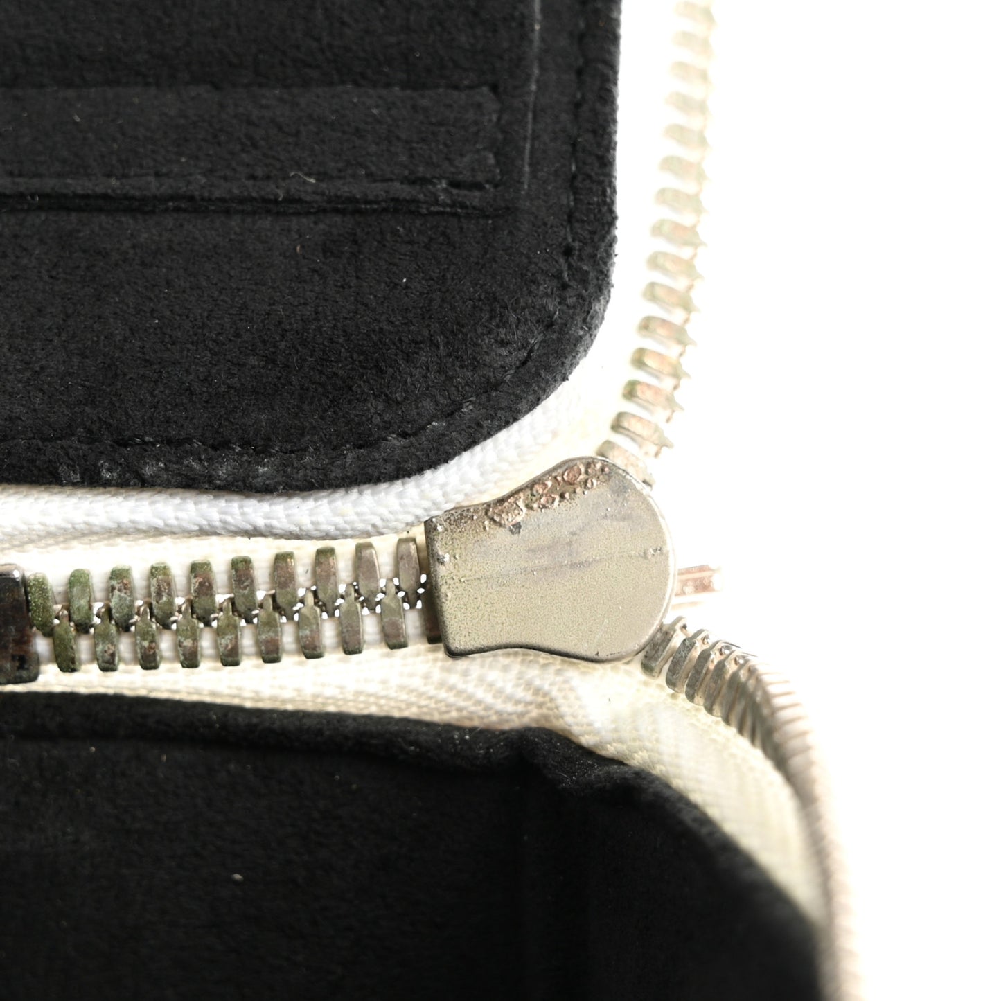 Lambskin Quilted Large Top Handle Jewelry Box With Chain White
