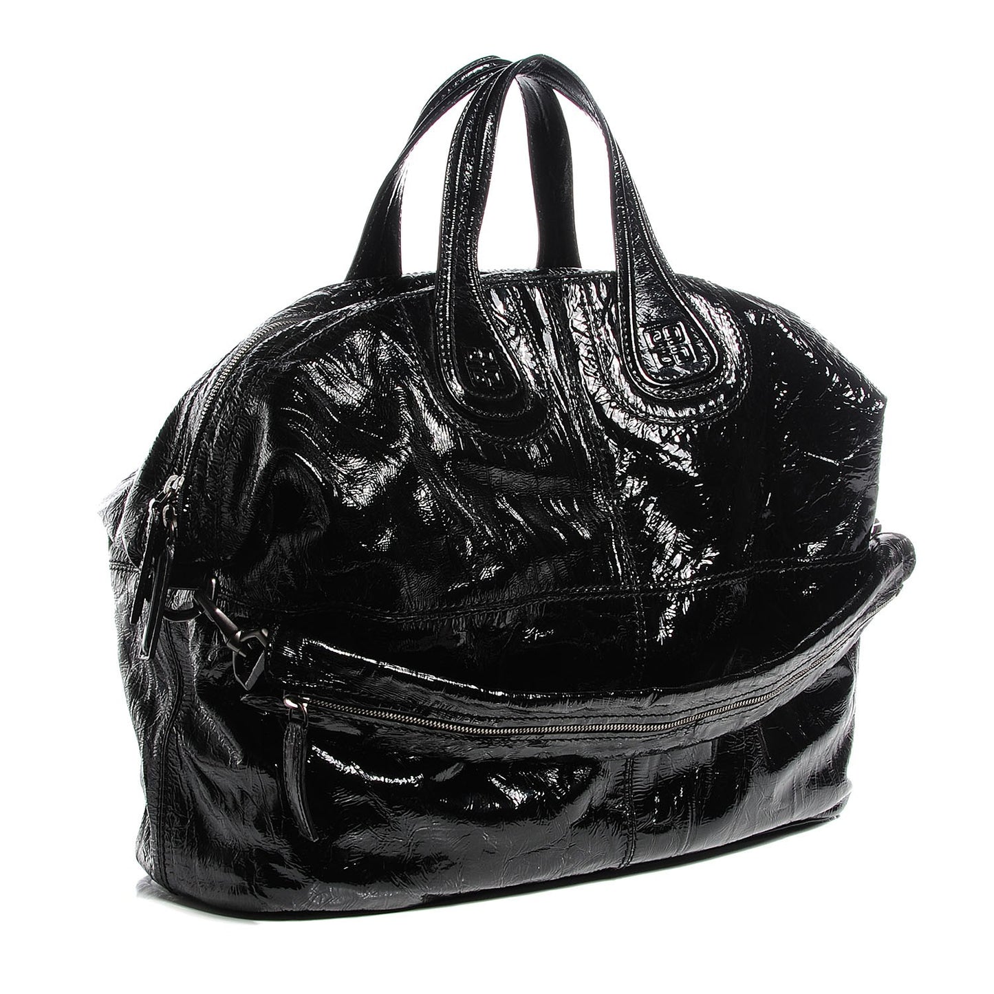 Crinkled Patent Large Nightingale Black