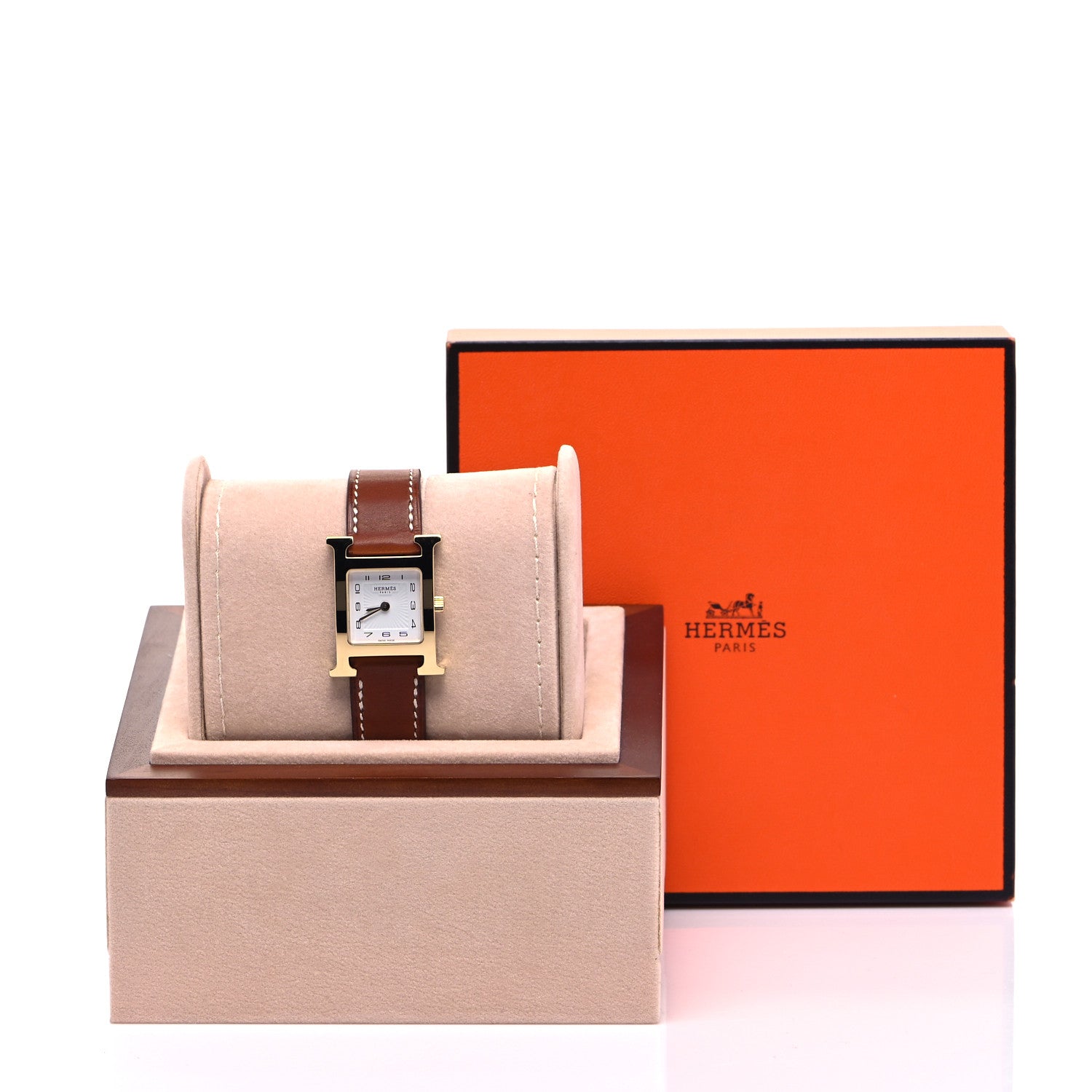 Hermes Stainless Steel Barenia 21mm Heure H Hour Quartz Watch Fauve 7 of 7