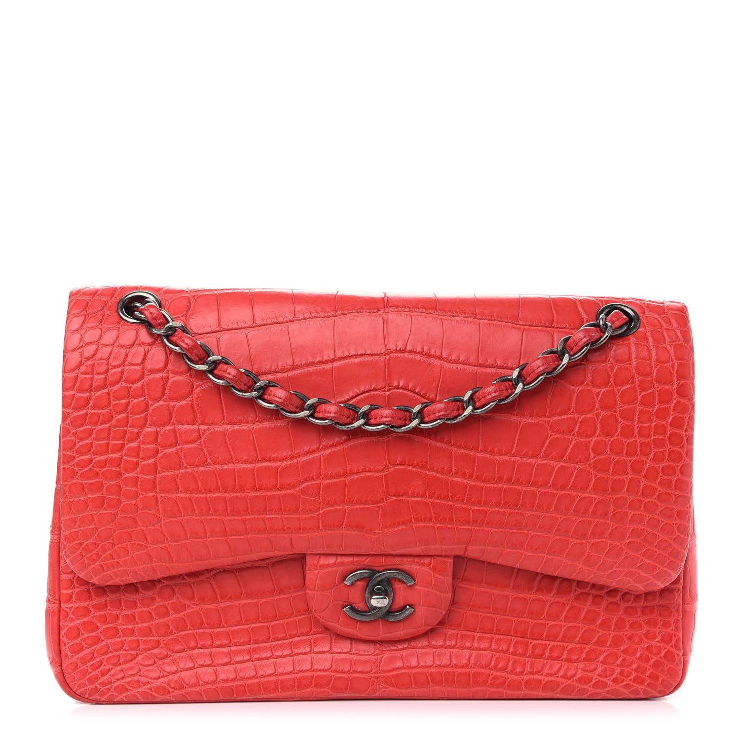 Chanel Alligator Jumbo Double Flap Red 1 of 9