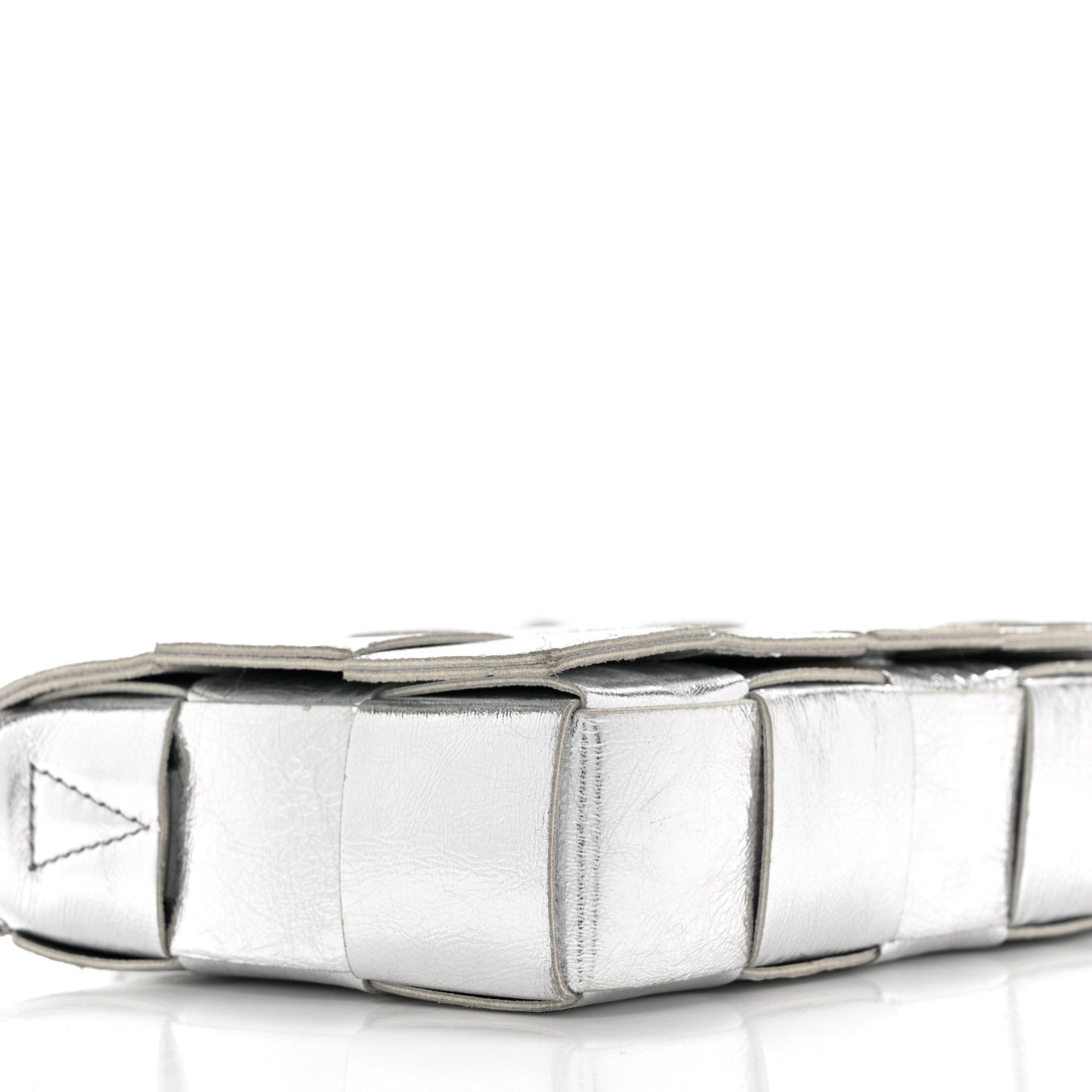 Metallic Lambskin Maxi Intrecciato Cassette Crossbody Bag Silver