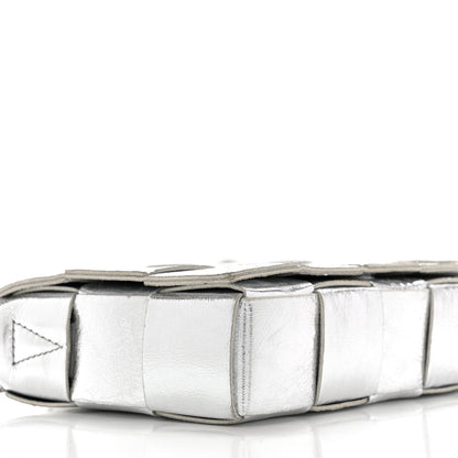 Bottega Veneta Metallic Lambskin Maxi Intrecciato Cassette Crossbody Bag Silver 9 of 10