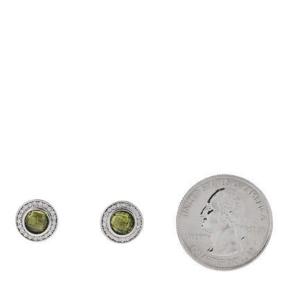 David Yurman Sterling Silver Diamond Peridot 8mm Cerise Earrings 2 of 4