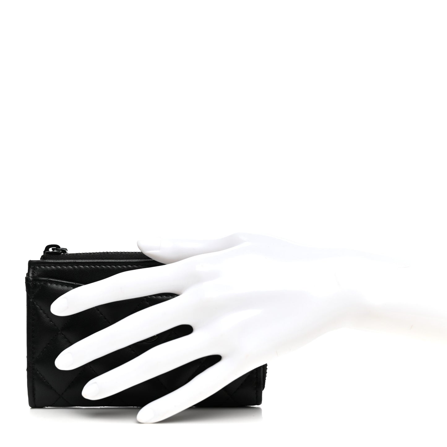 Lambskin Quilted Zip Card Holder So Black
