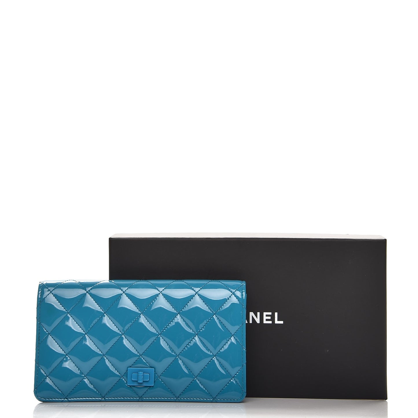 Patent Calfskin Quilted Yen Reissue Wallet Blue