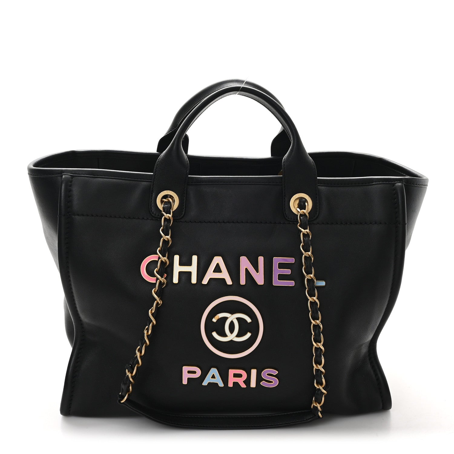 Chanel Calfskin Medium Deauville Tote Black Multicolor 1 of 10